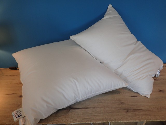 La Chouette Blanche - Lot de 2 Oreillers Naturels en Plumes d'Oies Grises, Tres Ferme, 50x70cm-Fabrication Artisanale Française