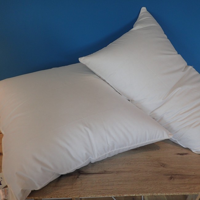 Lot de 2 Oreillers Luxe en Duvet de Canard, rectangulaire 50X70cm-700-Moelleux/Fabrication Artisanale Française