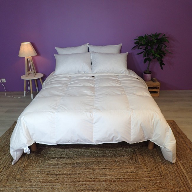 Lot de 2 Oreillers Luxe en Duvet de Canard, rectangulaire 50X70cm-700-Moelleux/Fabrication Artisanale Française
