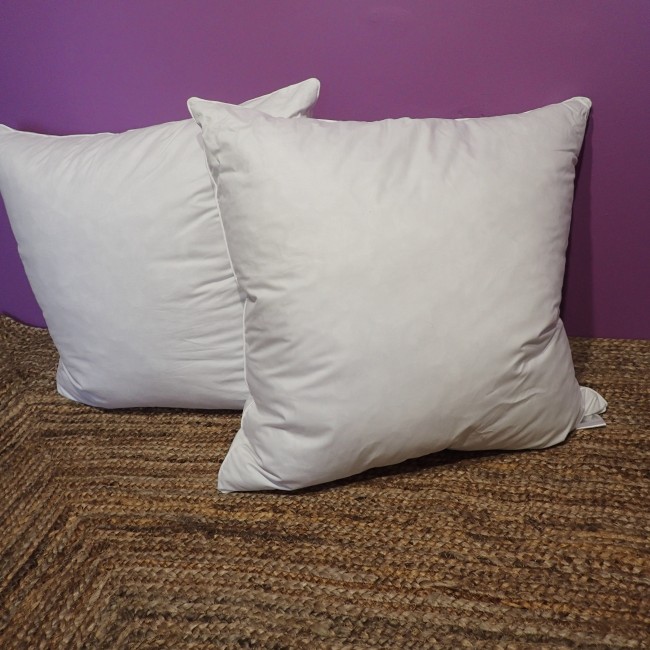 Lot de 2 Oreillers Naturels en Plumes d'Oies Grises, Soft, 65x65cm -Fabrication Artisanale Française